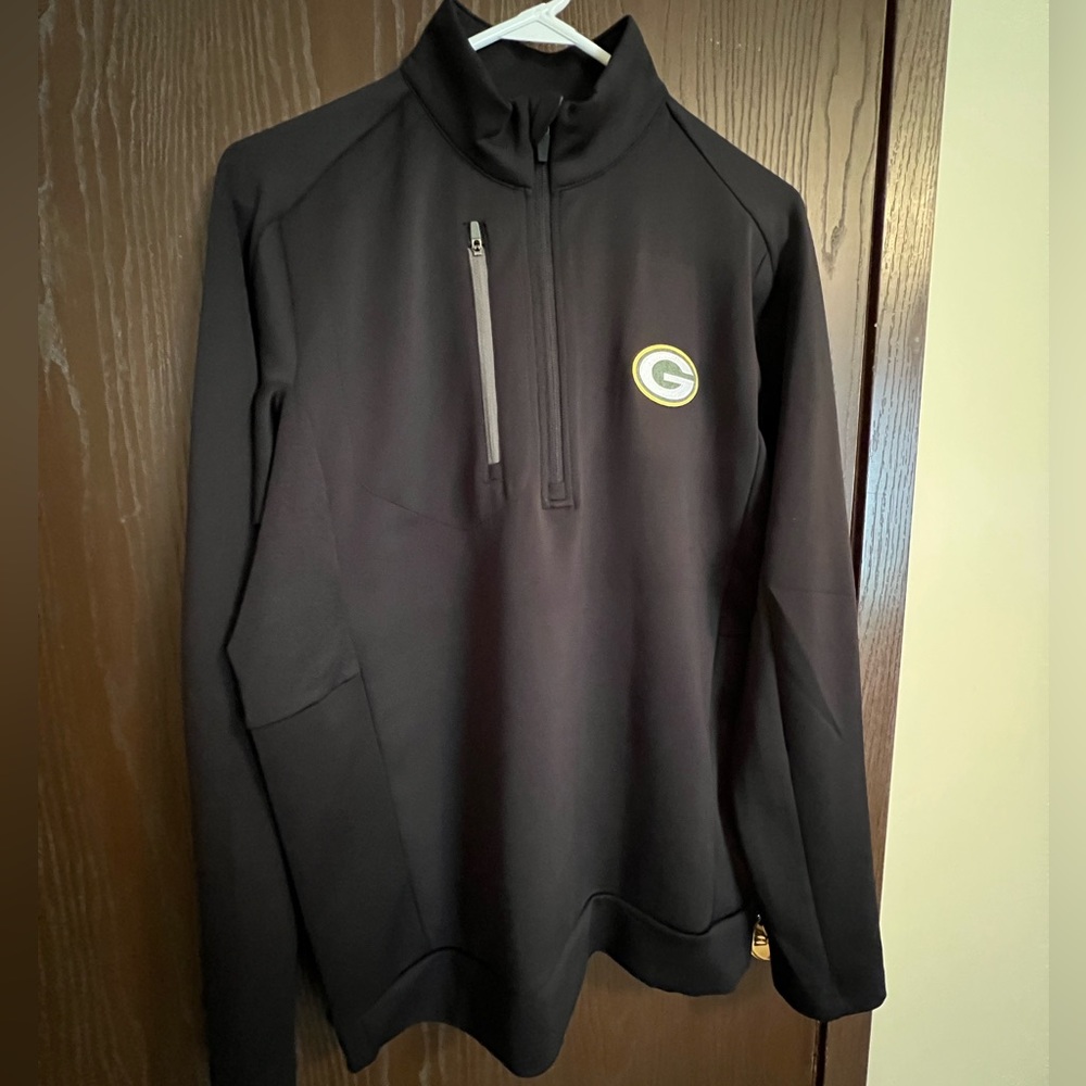 Green Bay Packers Antigua Quarter Zip Pullover Black Medium